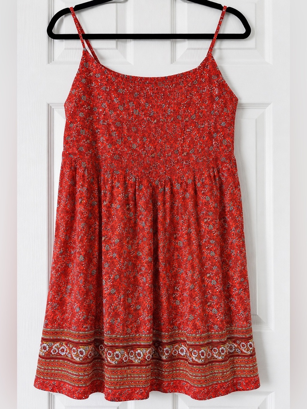 Old Navy XL Coral Floral Smocked Sundress Boho Sleeveless Summer Dress